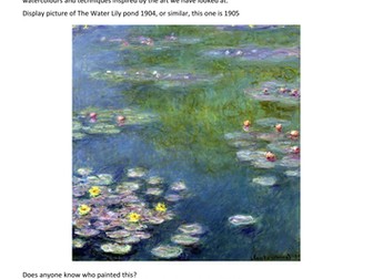Monet..Impressionism..Water lilies..Watercolours..