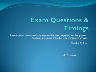 Exam Preparation 3: Exam Questions and Timing