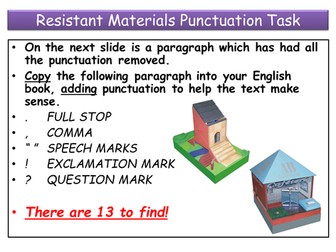 General Resistant Materials Literacy Tasks