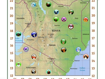4 figure grid references activity for Kenya topic