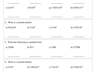 Standard Form practice questions + solutions