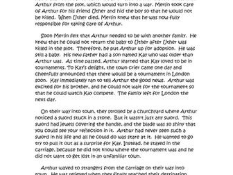 The Legend of King Arthur; KS2 narrative writing