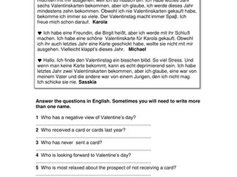 GCSE style question: Valentinskarten