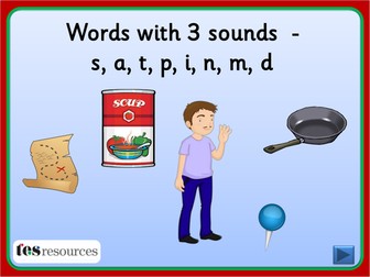 Spelling words with 3 Sounds - Phase 2, set 1