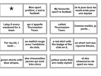 KS3 French football dominos