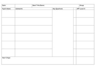 Guided/Group Reading Recording Sheets