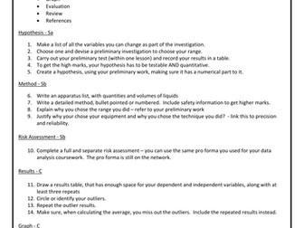 C21 - Biology Full Investigation Student Checklist
