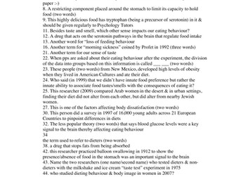 A2 Psych (AQA) Crossword for Eating Behaviour