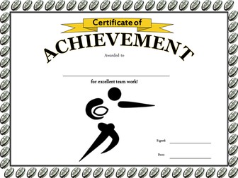 Rugby/ tag rugby certificate