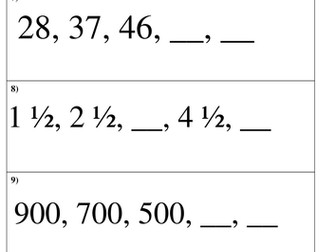 Number sequence cards