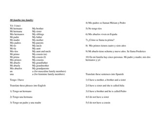 KS3 Spanish - My family