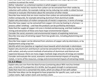 GCSE Chemistry AQA C1 checklists