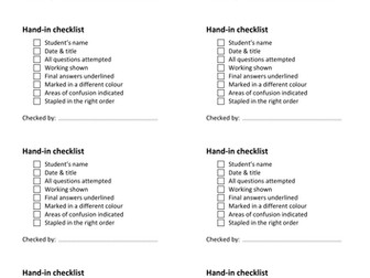 Homework hand-in checklist