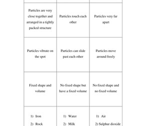 States of Matter Matching
