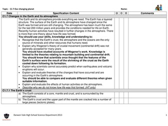 AQA GCSE Chemistry C1 specification checklists