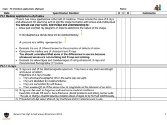 AQA GCSE Physics P3 specification checklists