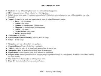 AQA Music - Areas of Study Key Words