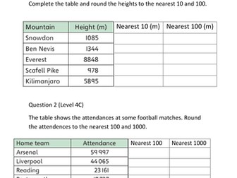 Rounding to the nearest 10, 100 and 1000.