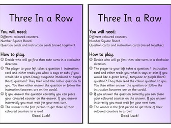 3 in a row number game