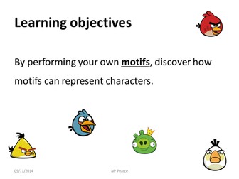 Composing motifs with Angry Birds animation!