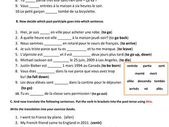 Verbs that take etre in the past tense