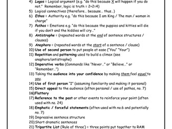 Writing to Argue / Persuade Crib Sheet