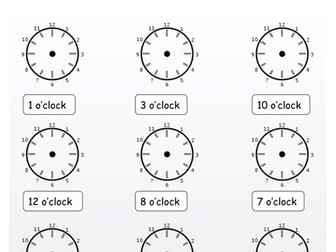 O'clock and half past editable worksheets