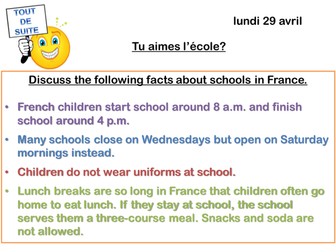 KS3 French - School subjects