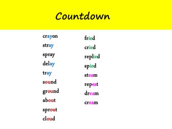 Countdown phase 5 ea ou ay ie Letters and Sounds