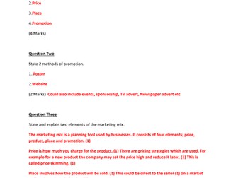 AQA GCSE Business Studies Marketing