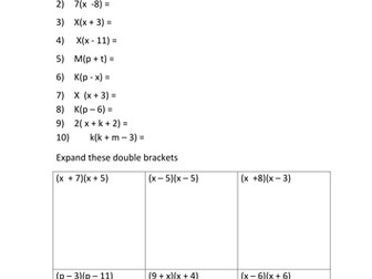 Expanding brackets and factorising assessment