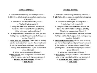 Jekyll and Hyde Themed Creative Writing