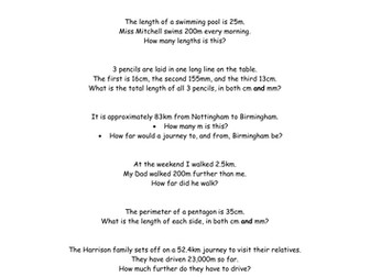 Differentiated Length Word Problems