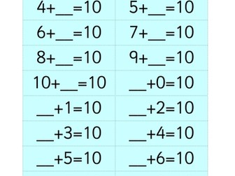 Number Bonds to 10 Activity Missing Numbers