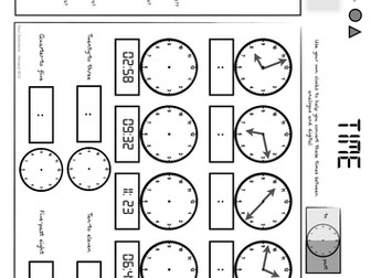 Time - analogue, digital, words, + problems