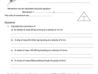 Momentum (F) & (H) Worksheets