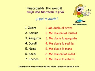 It hurts: KS3 Spanish