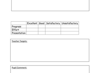 Book Marking Feedback Sheet