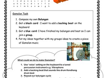 Gamelan worksheets and activity