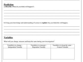 Science Planning Investigation sheets