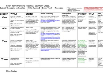 Earthquakes Full SoW