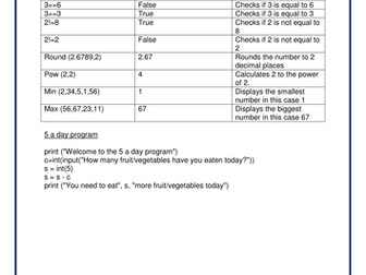 Ks3 Python Programming Lesson Task Resources