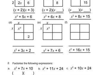 Factorising Quadratic Expressions