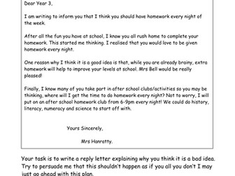 Letter writing: KS2 persuasion text activity