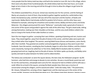 The Lottery Shirley Jackson, controlled assessment