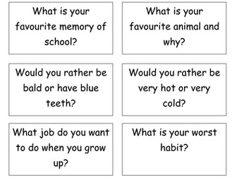 Ice breaker questions: KS2 transition activity