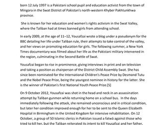 Malala Yousafzai  - a source of inspiration