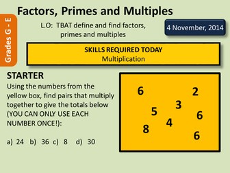 Factors, Multiples and Primes