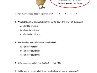 Chicken Dinner by Valerie Bloom: KS4 poetry