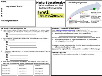 Best Course 4 me iPad support sheet: careers